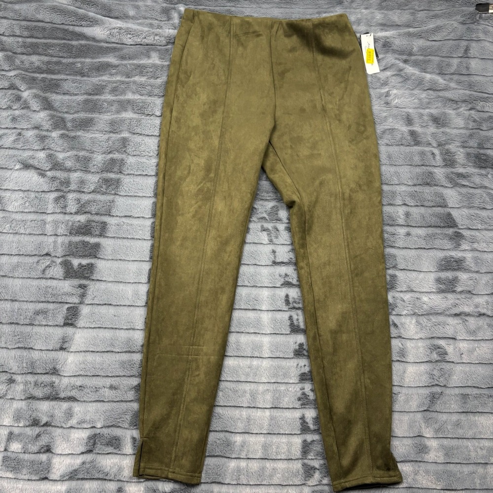 Anna & Ava Womens Faux Suede Leggings Army Green High Rise Seam A21224H L